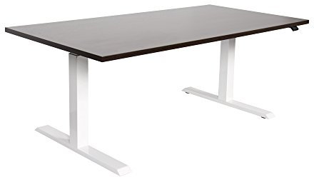 Dila GmbH Schreibtisch ergonomisch Höhenverstellung elektrisch Sitz- Stehtisch weißes Tischgestell 160 x 80 cm, Wenge