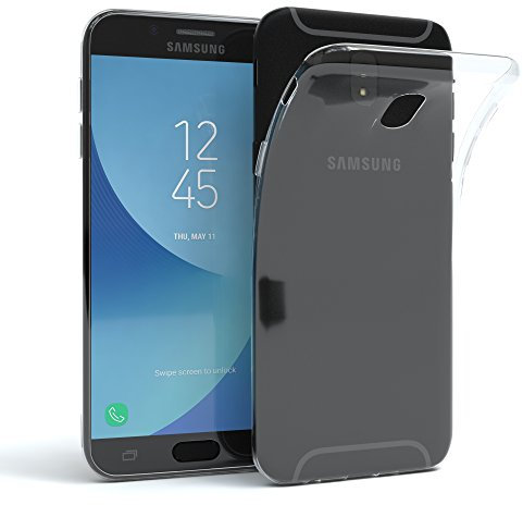 EAZY CASE Hülle kompatibel mit Samsung Galaxy J3 (2017) Schutzhülle Silikon, Ultra dünn, Slimcover, Handyhülle, Silikonhülle, Backcover, Durchsichtig, Klar Transparent
