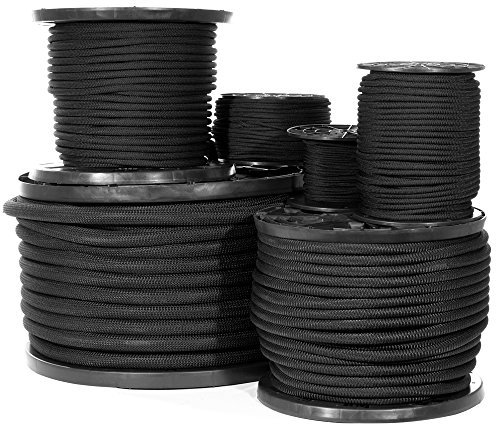 GOLBERG G Cordón de Choque - Cordón elástico elástico de Tejido de Diamante Negro - Características 100% elástico, Absorbente de Golpes y sujeción Fuerte - Camping (1/8 de Pulgada x 10 pies)