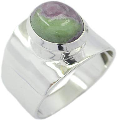 RIYO Schmuck 925er Sterling Silber großer natürlicher Multi-Ring, Rubin-Zoisit-Multi-Edelstein-Silberring