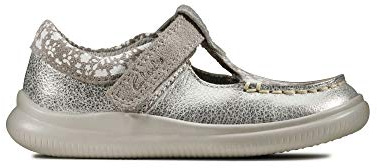 Clarks Cloud Rosa T, Girls’ Ballet Flats, Silver (Metallic Leather Metallic Leather), 7 Child UK (24 EU)