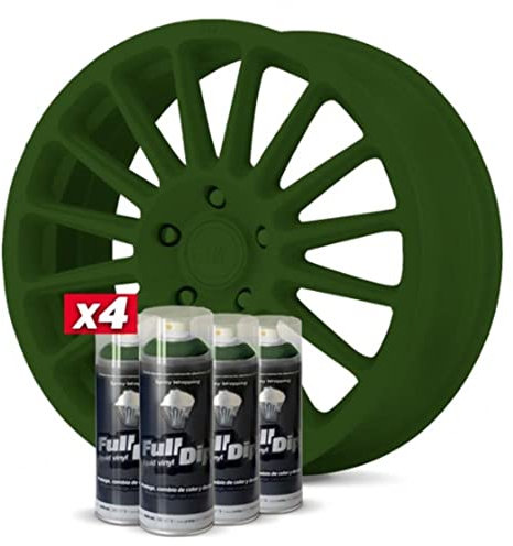 AutoFullCar Pack Pintura Llantas 4 Sprays Full Dip Verde Militar