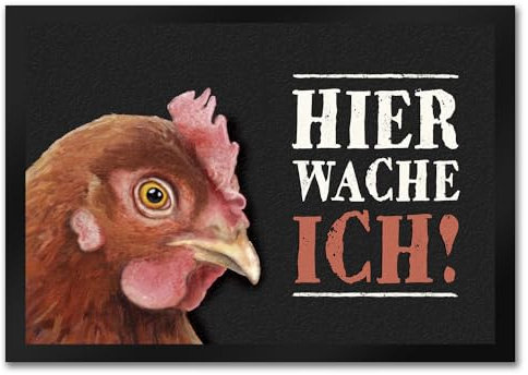 trendaffe - Hier wache ich! Fußmatte mit Huhn Motiv