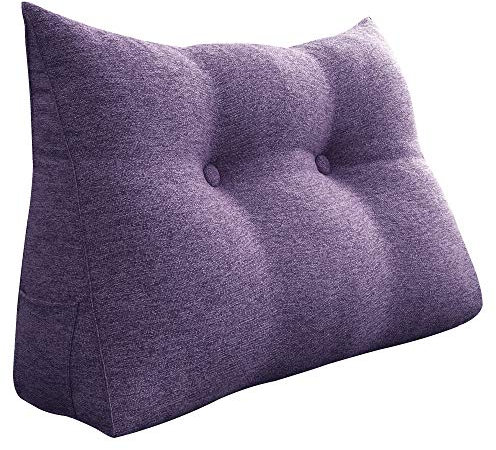 VERCART Rückenkissen Lang Keilkissen Lendenkissen Stützkissen Sitzkissen für Bett Sofa Couch Gepolstert Kopfteil Lesekissen Große Kissen Nackenstützkissen Abnehmbarem Bezug Leinen 90cm Violett