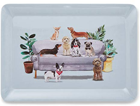 Cooksmart British Designed Small Serving Tray | Dinner Tray For Multiple Uses Around The Home | Trays For Food Serving Or Drinks Serving (Curious Dogs - L)