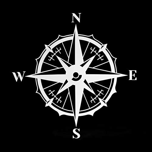 ERREINGE STICKER PRESPAZIATO BIANCO 35cm - Bussola Rosa dei Venti Barca Mare - Adesivo Decal Decalcomania Vinile Murale Laptop Auto Moto Casco Camper