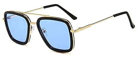 WQZYY&ASDCD Sonnenbrille Herren Damen Quadratische Steampunk Brille-Blau
