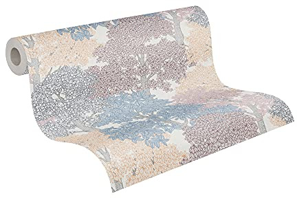Architects Paper Waldtapete Floral Impression Tapete natürlich PVC-freie Vliestapete bunt blau orange grau weiß matt glatt 377534 37753-4, 10.05 m x 0.53 m