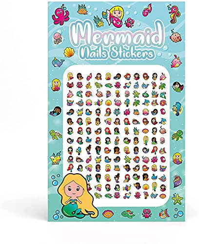 Unicorn Llamas Rainbows Hearts Stars Cupcakes Cute Kids Fake Art Finger Nails Stickers for Girls Decal kit Transfer Set Birthday Party Bags Children Christmas Stocking Filler Gift (Mermaids)