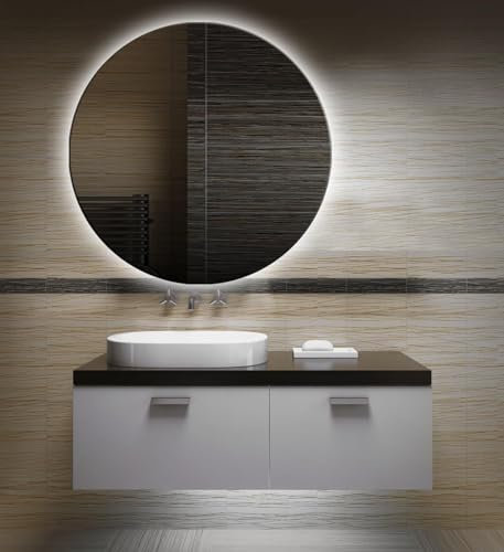 Bilderdepot24 Badezimmerspiegel mit Beleuchtung LED Spiegel - 40 cm Ø -runder Badspiegel mit Licht - Design Spiegel für Bad hinterleuchtet - beleuchteter Wandspiegel - OZ-LED_FI I SUA-6070