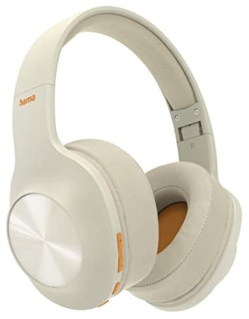 Hama Bluetooth Kopfhörer Over Ear (kabellose Kopfhörer zum Telefonieren, Faltbare Earphones, Musik hören mit Bass Boost, Headset mit Mikrofon, 38h Laufzeit, Sprachsteuerung) beige