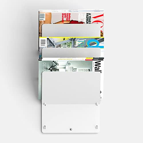RHEINKANT TRIK 3er Set Weiß | Design Magazinhalter & Zeitschriftenständer aus Metall. Als Prospektspender und Zeitungshalter für Arztpraxen & Hotels. Perfekt als Büro Organizer & Briefablage.