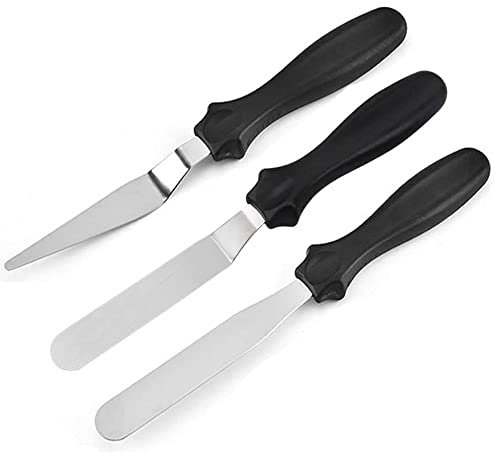 MAXPERKX Lot de 3 couteaux à palette en acier inoxydable pour décoration de gâteaux, lissage du glaçage et de la cuisine, glaçage de pâtisseries