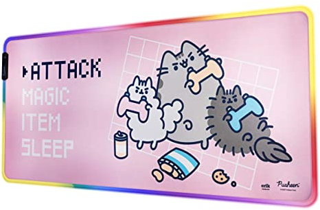 Grupo Erik XXL Mouse Pad LED RGB Pusheen | Gaming Desk Mat 900x400x4 mm Non-Slip Rubber Mat, Keyboard & Mouse Mat Large | Pusheen Gifts For Cat Lovers, Gaming Gifts Gamer