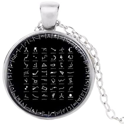 Stargate Logo Halskette & Anhänger Cabochon Vintage Schwarz Kette Statement Halskette für Damen und Herren, 3