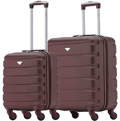 Flight Knight Koffer 2er Set Leichtgewicht 4 Rad ABS Hartschalenkoffer Handgepack 45x36x20cm + 56x45x25cm EasyJet Maximale Große Fur Uber Kopf & Untersitz Hartschalenkoffer Leichtes Handgepack Set