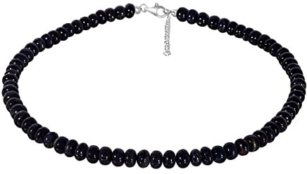 Tigerauge- Collier black Rondelle 48 + 5 cm 925 Silber