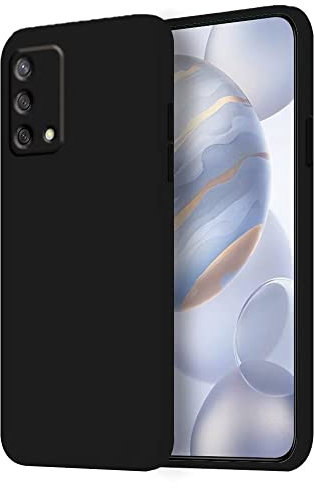 HONLEN Hülle für Oppo A74 (4G) Schutzhülle Case, (6.43 Inches) Liquid TPU Silicone Handyhülle mit Fallschutz Silikon Cover Schwarz