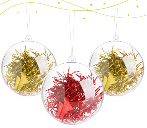 Weihnachtskugeln zum Befüllen,20 Stück Weihnachtskugeln zum Befüllen,Weihnachtskugeln zum Bemalen,Plastikkugeln zum Befüllen, für Weihnachtsbaumschmuck Hochzeit, Christbaumkugeln,10cm