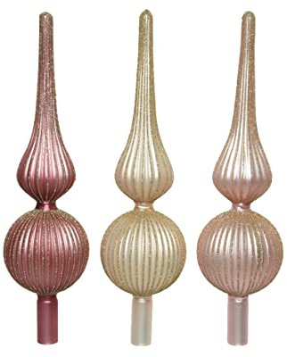 PERAGA GARDEN 1 Puntale in Vetro 8X31CM Rosa Modello Assortito Albero Natale ADDOBBI