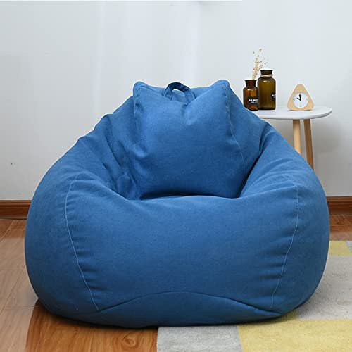 Highdi Bean Bag No Filler, Gaming Beanbag Chair Cover for Adult Kids Without Filling Highback Comfortable Lazy Sofa Beanbag Soft Toy Storage Bean Bag Seat for Indoor (100x120cm,Blue)