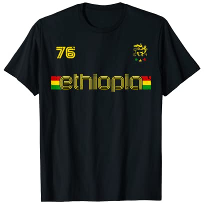 ETHIOPIA - Ethiopian Flag Football style Reggae Rastafari T-Shirt