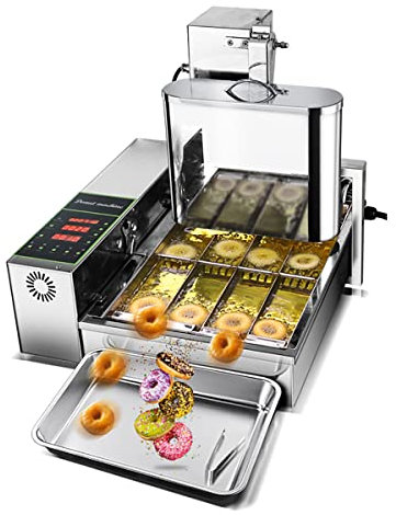 Commercial Automatic Doughnut Machine, Digital Donut Fryer, Commercial Mini Donut Maker Donut Machine Maker, Adjustable Donut Thickness Stainless Steel, 5.5L Hopper, 1750 unit/h
