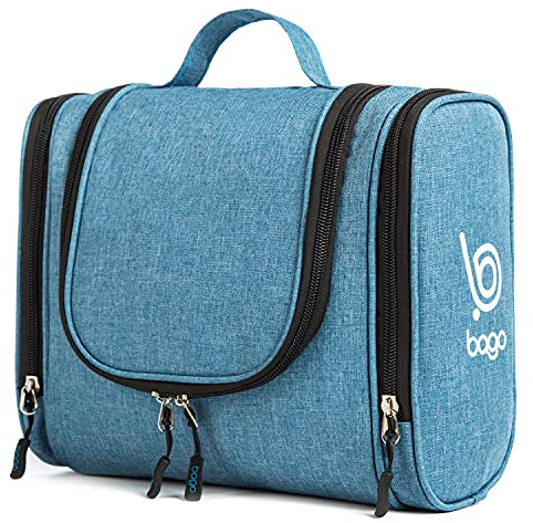 Bago Travel Toiletry Bag for Women and Men X-Large Waterproof Hanging Large Toiletry Bag for Bathroom and Travel Bag for Toiletries Organizer - Makeup Bag (SnowBlue)