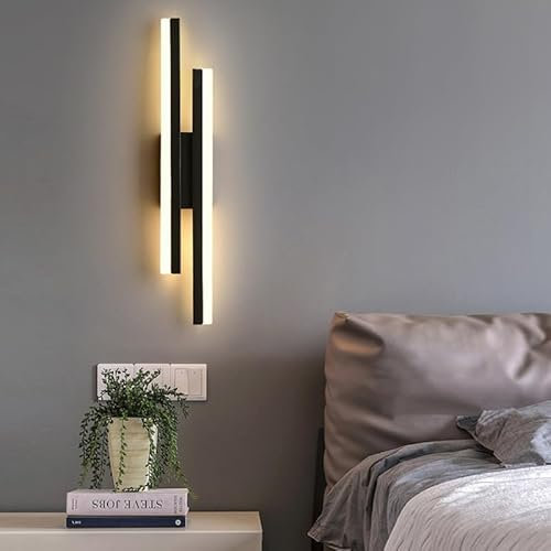 Comely Wandleuchte LED Innen,16W Wandlampe LED Innen Schwarz, 3 Farbtemperatur 3000K/4500K/6500K Modern Wandbeleuchtung für Wohnzimmer,Treppenhaus, Flur, Esszimmer