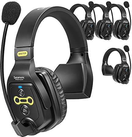 Saramonic WiTALK Full-Duplex Wireless Headset Intercom System, 400m Kommunikationsgruppe, EIN-Ohr-Headset mit 1 Master & 4 Fernbedienungs-Kopfhörer (5 Benutzer)