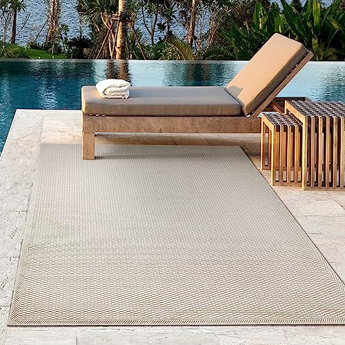the carpet Toulouse - In- und Outdoor Teppich für Wohnzimmer und Küche - Pflegeleicht, Wasserabweisend, Robust und Strapazierfähig, Creme, 160 x 220 cm