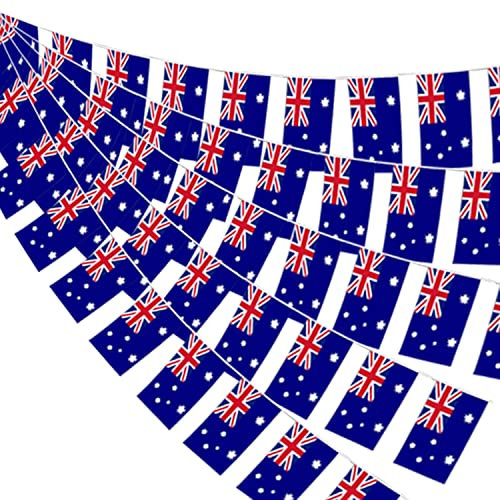 Lezevn Wimpelkette mit australischer Flagge, australische Flagge, Party-Wimpelkette für australische Themenparty-Dekoration, 3 Stück