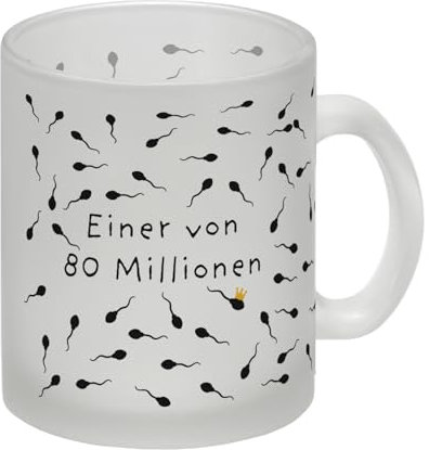 Einer von 80 Millionen Sperma Glas Tasse mit ganz vielen Spermien als Tasse für Eltern und ältere Kinder mit Humor die gerne deutsche Popmusik hören