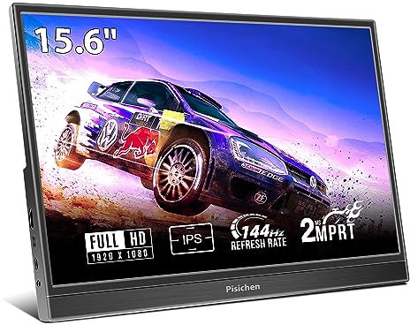 Tragbarer Monitor, 15,6 Zoll Monitor 144Hz FHD 1920×1080P IPS Gaming Monitor, HDR Bildschirm mit HDMI/Type-C/USB-C, Externer Monitor für Laptop PC Mac Phone PS4 Xbox