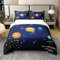 Outer Space Kinder Baumwolle Bettbezug,Jungen Starry Sky Galaxy 100% Baumwolle Set 155x220 Planet Space Bettwäsche Set für Mädchen Schlafzimmer Dekor,Sonnensystem Cosmos Tröster Abdeckung,Blau Lila