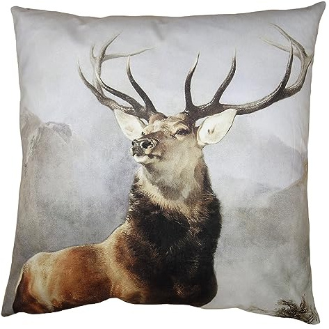 Clayre & Eef Kissenbezug 45x45 cm Braun Grau Polyester Hirsch Dekokissenbezug