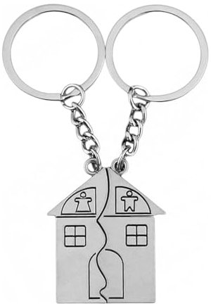 Portachiavi Casa Nuova Coppia Portachiavi Puzzle Coppia in Acciaio Portachiavi Borsa Borsa Telefono per Regalo Inaugurazione Della Casa