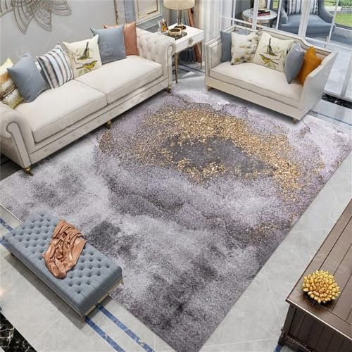 Kunsen Hochflor Teppich Langlebig und schmutzabweisend bunt Mehrfarbig waschbarer Teppich Wohnzimmer Laufteppich160x200CM