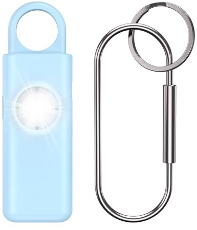 OQIMAX Alarme Personnelle, Sirène Anti Agression 130dB avec Lumière LED, USB Rechargeable, Defense Femme, Alarme de Poche d'urgence Porte-clés pour Femmes/Enfants/Seniors, Bleu