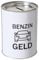 Spardose Sparschwein Schriftzug Benzingeld - Deckel abnehmbar - Wiederverwendbar Metall Sparbüchse Geldgeschenk Geschenkidee Geldspardose Metallspardose 14 x 10 cm