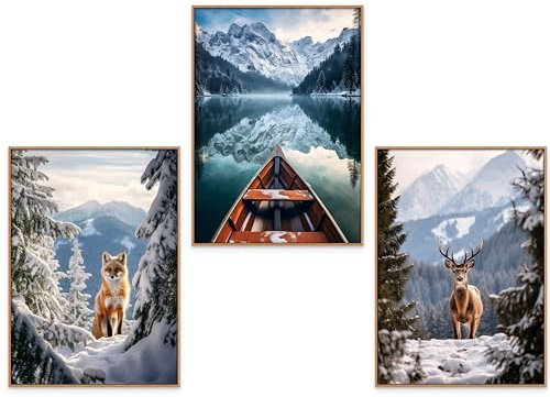 GrowArt - Malerische und inspirierende A3-Poster mit winterlichen Gebirgslandschaften ohne Rahmen- eine außergewöhnliche Wanddekoration für jeden Raum, das Geschenk für alle Gelegenheiten