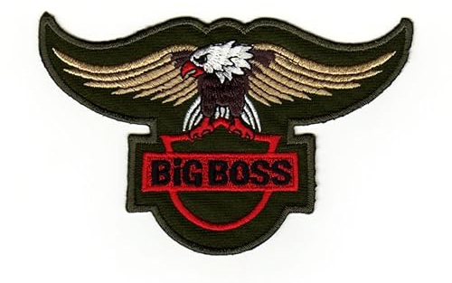 Big Boss Adler Army Abzeichen Aufnäher zum aufbügeln oder aufnähen Bügelbild Aufbügler für Kleidung gestickter Bügelpatch Applikation Patch Größe 12,5 x 7,8 cm