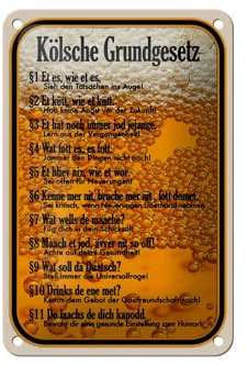 FEMER Blechschild Spruch 12x18cm Kölsche Grundgesetz Et es wie et