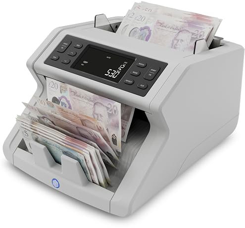 Safescan 2265 Money Counting Machine That Value Counts Mixed British Pound and Euro Notes - Cash Counting Machine with 6-Point Counterfeit Money Detector - Sorted Money Counter Machine for All Notes