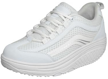 Aerosoft Walker Comfort - Zapatillas con Cordones para Hombre y Mujer, Espuma viscoelástica, Blanco, 38 EU