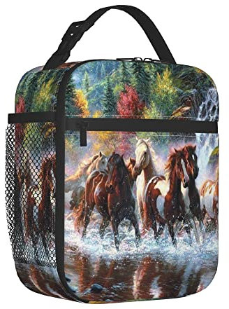 Nadie Lunchbox für Männer, Frauen, Erwachsene, schöne Pferde, die im Fluss laufen, für Arbeit, Picknick, Strand, Thermo-Lunch-Behälter