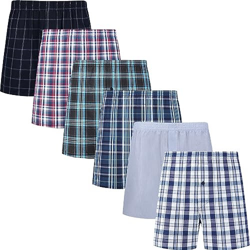 JupiterSecret Lot Caleçon Homme Tissés Américain Boxer Homme Coton Doux Calecon Homme Confortable Taille Élastique, 6 Pièces, L