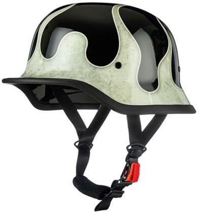 Tedesco Casco Mezzo Guscio Moto,Vintage Caschi Aperto Jet Caschi Casco A Scodella Motorino Mezzo Elmetto da Moto Retrò,DOT/ECE Approved Mezzo Casco Moto Uomo Donna D,M