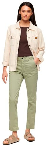 Superdry Damen Chinohose mit mittlerer Leibhöhe Gedecktes Mintgrün 26/32