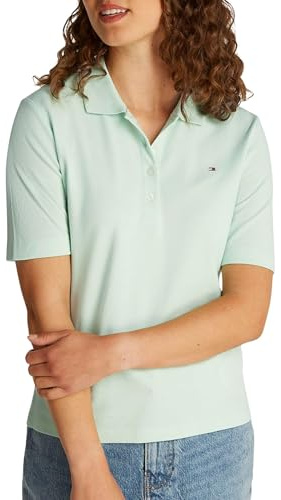 Tommy Hilfiger Damen Poloshirt Kurzarm Regular Fit, Grün (Opal Green), XL